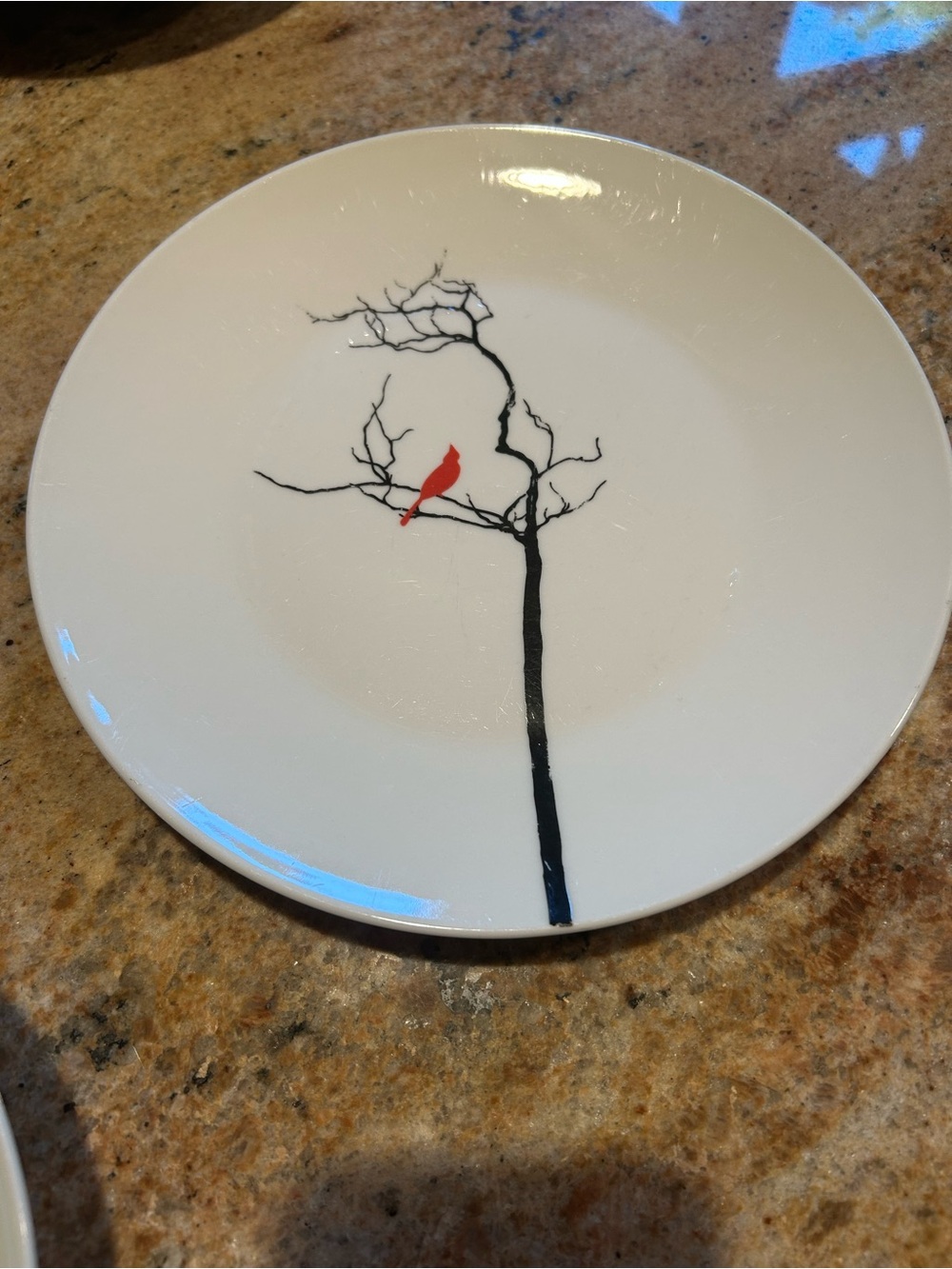 Melange Porcelain “Birds in Forest” Dinnerware. (4) Soup Bowls (4) Salad Plates. - Picture 4 of 10
